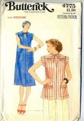 4775 BUTTERICK 1977 LOOSE YOKE SHORT SLEEVE DRESS, TOP PATTERN MEDIUM 12,14